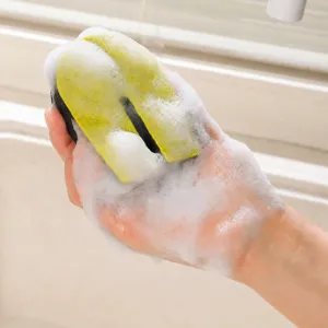 U-shaped dual-sided cleaning sponge for kitchen dishwashing and sink gap scrubbing main view