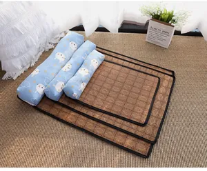 Set tappetino rinfrescante in rattan per animali con cuscino carino per cani gatti comodo