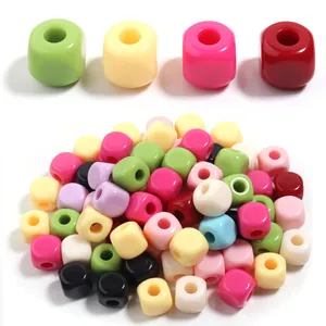 Cuentas Cuadradas de Acrílico Color Sólido Agujero Grande Cuentas Espaciadoras Para DIY Pulsera Collar Fabricación Joyas Materiales Artesanales