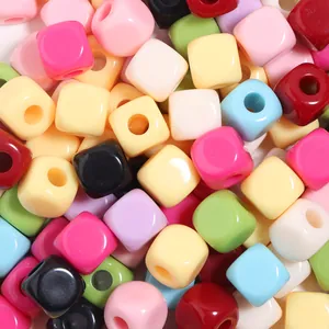 Cuentas cuadradas de acrilico de color gran agujero cubo DIY pulsera joyeria accesorios