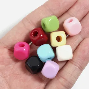 Acrilico coloridas cuentas cuadradas gran agujero DIY pulsera fabricacion de joyas