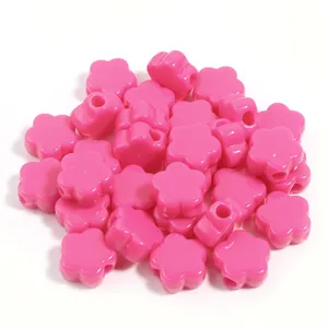 Perline di fiori in acrilico rosa per bracciali fatti a mano, catenelle per telefono.