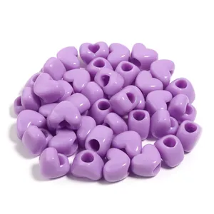Perline in acrilico a cuore viola per la creazione di gioielli fai da te e catene per cellulari.