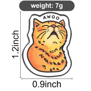 Cute Japanese quirky orange cat enamel pin funny animal badge for bags clothes