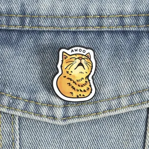 Cute Funny Orange Cat Enamel Pin Howling Kitty Animal Brooch Badge for Backpack Denim Jacket
