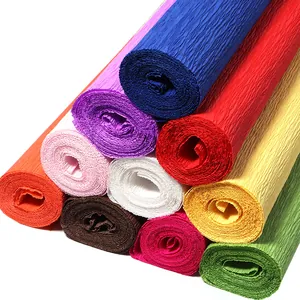Rollos de papel crepé de colores para flores hechas a mano, envoltorios de regalo y manualidades.