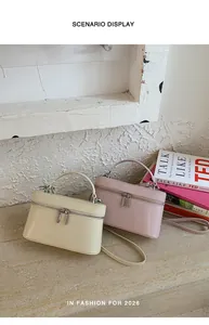 Gedetailleerd overzicht van stijlvolle crème en roze doosvormige crossbodytassen.