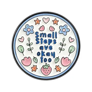 Cute inspirational text metal brooch badge for backpack, sweet cartoon enamel pin accessory.