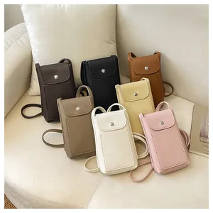Pequeño bolso cruzado para teléfono elegante bolso de cuero PU para mujer uso diario casual.