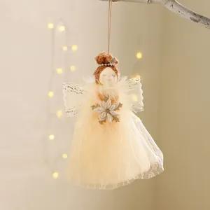 Christmas angel doll ornament fabric tulle hanging decoration tree pendant cute girl toy