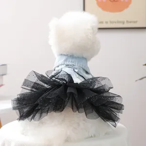 Cute pet dog denim tutu dress skirt for small dogs cats stylish puppy apparel pet supplies