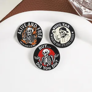 Ensemble de broches émail squelette créatif, badge dessin animé en métal drôle pour vêtements.