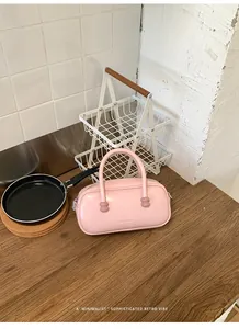 Sac à main bowling rose chic, sac bandoulière en cuir PU de qualité pour femme.