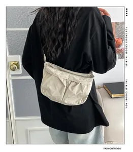 Vrouwen effen casual stoffen schoudertas crossbody minimalistisch ontwerp dagelijkse stijl