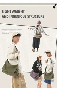Vintage Canvas-Umhängetasche mit Klappe für einen modischen Harajuku-Look für Damen