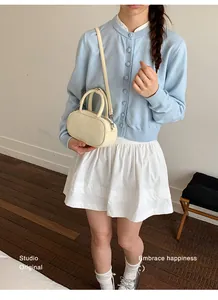 Korean style polka dot crossbody bag cute bowling handbag stylish niche single shoulder bag