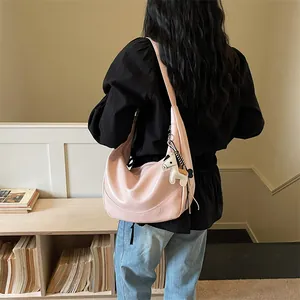 2026 spring new minimalist solid color hobo shoulder bag casual dumpling crossbody bag
