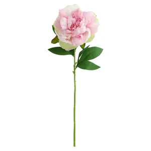 Artificial pink peony single stem flower for home wedding decoration floral arrangement.