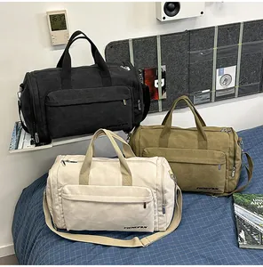 Large capacity canvas travel duffel bag waterproof gym bag casual shoulder handbag for men and women