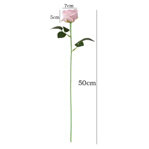 Einzelner Stiel rosa künstliche Samt Rose Blume für Heimdekoration Fotografie Requisite 50cm