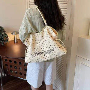 Grand cabas en toile de grande capacite pour femmes ete decontracte sac a epaule motif