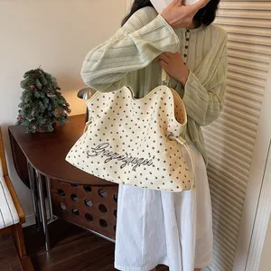 Sac cabas fourre-tout décontracté en toile, sac à épaule, détail motif empreinte de patte.