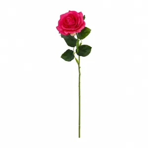 Artificial silk rose flower single stem pink home decor faux plant for table arrangement