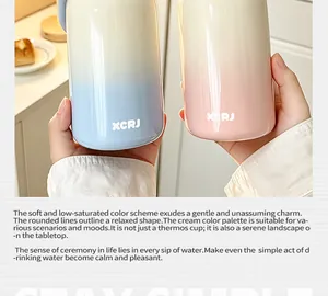 Tragbarer Thermobecher im Farbverlauf, minimalistische 316 Edelstahl Wasserflasche mit Strohhalm.