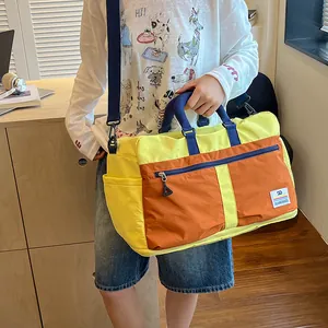 Colorblock travel duffel bag large capacity waterproof gym sports luggage bag for women men