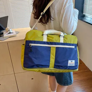 Colorblocked travel duffel bag large capacity expandable fitness bag daily commuting gym bag