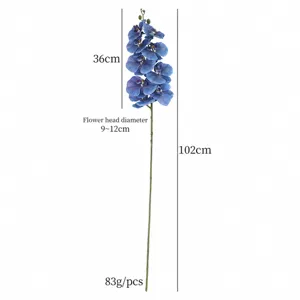 Hoge kwaliteit kunstmatige orchidee bloem met 9 koppen hoofdaanzicht, decoratie.