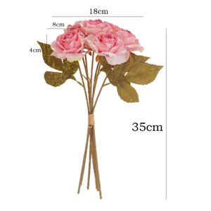 French flame-scorched edge artificial rose bouquet home wedding decor photography prop 35cm