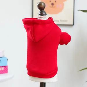 Red pet hoodie for small dogs puppies, comfortable daily wear dog clothes with hood and buttons.