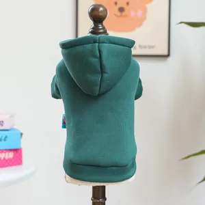 Green pet dog hoodie sweatshirt for small dogs and puppies, casual daily outdoor apparel.