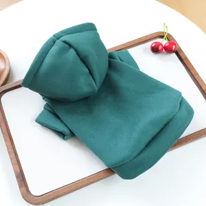 Solid dark green pet hoodie for small dogs and puppies, cozy and stylish daily wear.