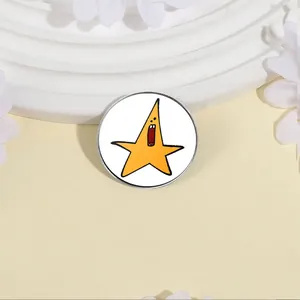 Divertido broche de estrella amarilla gritando insignia metal pin solapa redondo