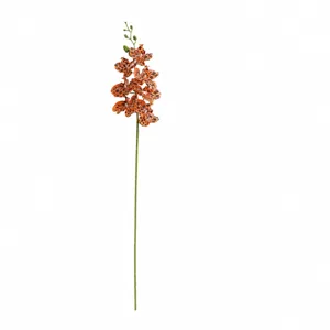 Ramo di orchidea artificiale con stampa leopardata 102cm lungo per decorazione.