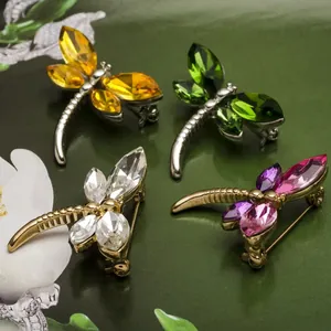 Broche libellule en cristal strass scintillant bijoux insecte revers pour femmes cadeaux