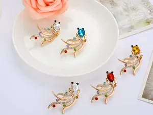 Exquisite rhinestone goldfish brooch with colorful crystal details, perfect for clothing decor.