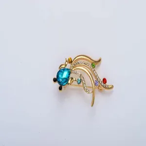 Goldfish Rhinestone Brooch Detail View Crystal Animal Pin Fashion Clothing Accessory