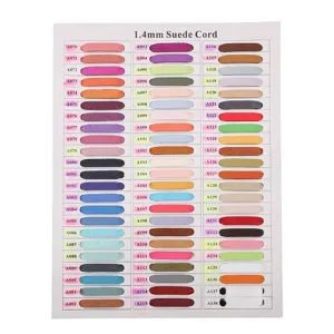 Detailed color swatch chart for 1.4mm Korean velvet cord DIY jewelry making materials