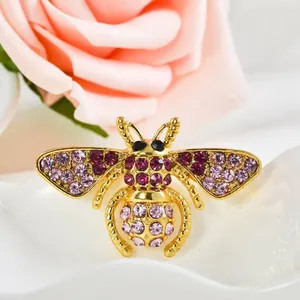 Rhinestone bee brooch crystal insect pin elegant fashion jewelry accessory detail view
