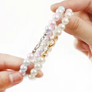 Conjunto de cierres de langosta de aleación con cadenas de perlas para joyería DIY