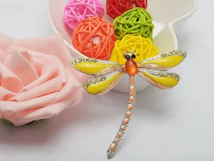 Crystal Enamel Dragonfly Brooch Rhinestone Insect Lapel Pin Fashion Clothes Jewelry Accessory