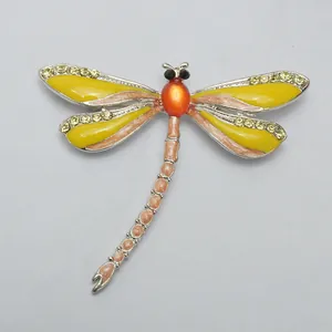 Exquisite dragonfly brooch with colorful enamel and sparkling rhinestones for stylish outfits.