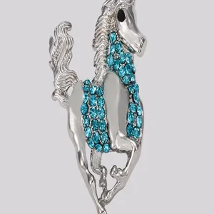 Silver tone alloy rhinestone horse brooch detailed fashion jewelry accessory for women apparel