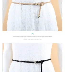 Woven braided waist belt thin faux leather strap dress belt for women fashion accessories