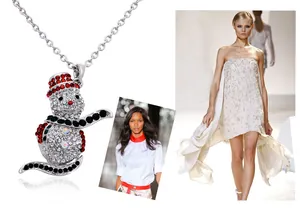 Christmas snowman pendant necklace with sparkling rhinestones, perfect festive holiday jewelry gift.