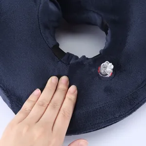 Close-up detail of inflatable pet collar valve, soft plush texture and durable PVC material.