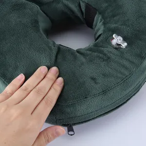 Soft inflatable pet collar detail view, comfortable plush dog cone for post surgery healing.